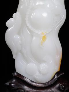 和田白玉弥勒佛摆件,尺寸:通高17厘米,不含底座14.2×7.0×3